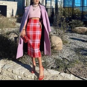 Zara plaid midi skirt